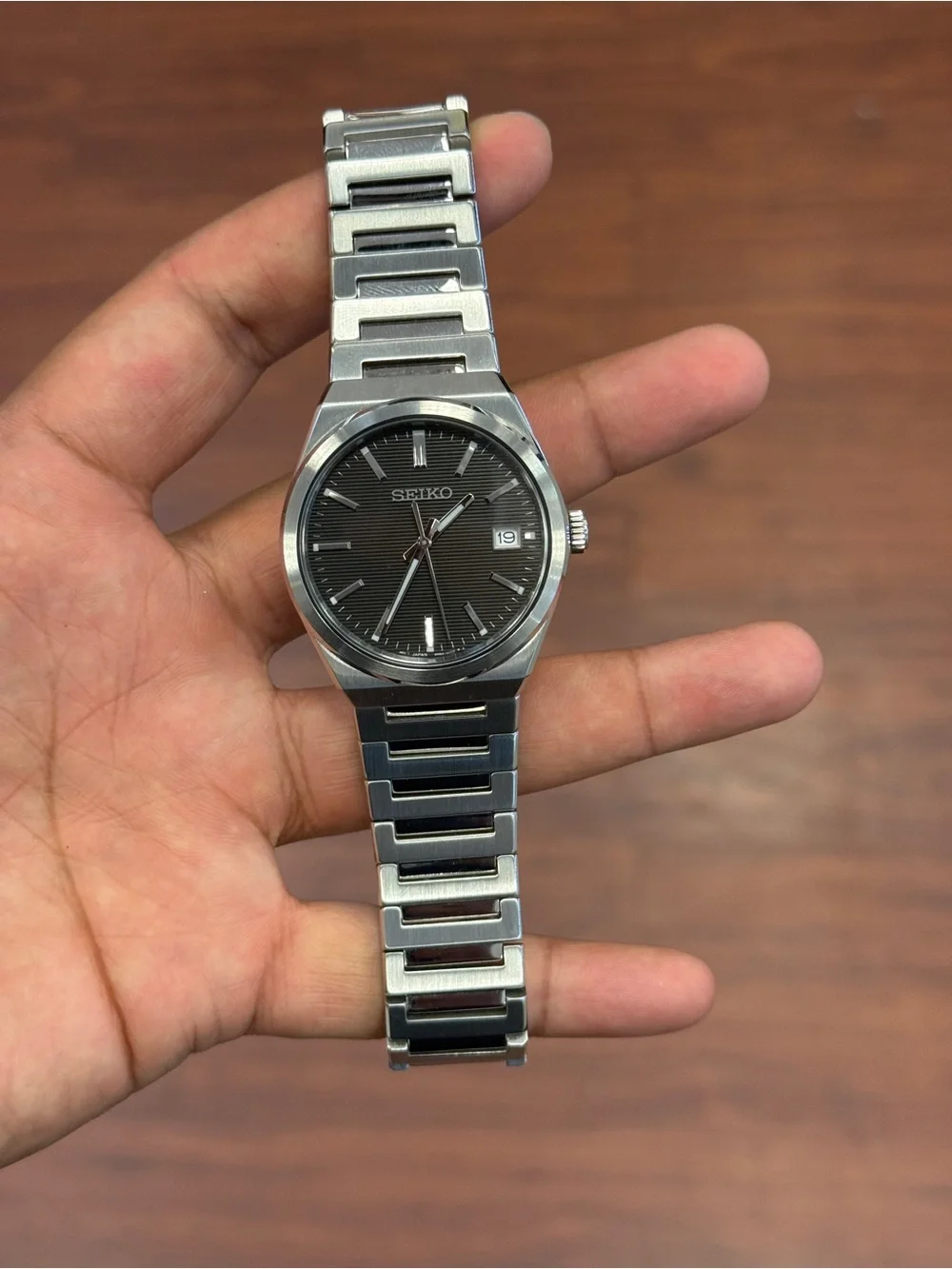 Seiko Silver and Black Stainless Steel  Men's Essentials  39mm Watch